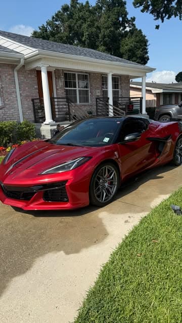 Red C8 Corvette detailed by MJ's Mobile Detailing