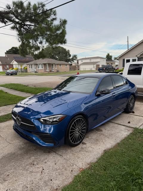 Blue Mercedes-Benz C-Class detailed by MJ's Mobile Detailing in metro New Orleans